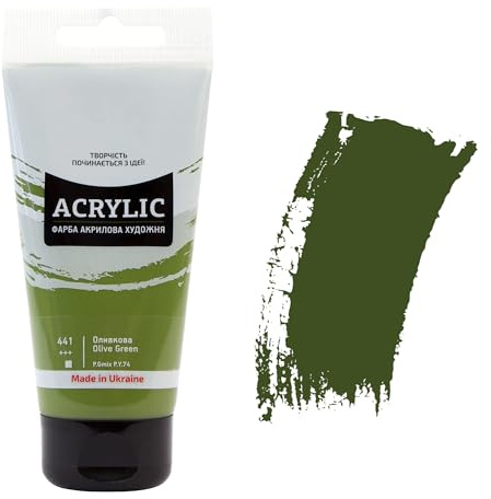 7 Artists Acrylfarbe Olivgrün 75ml – Hochdeckende Grüntöne Acryl für Holz, Leinwand, Ton & Stein Bemalen | Einzelne Green Acrylic Paint | Acryl Farbe für Basteln & Malen | Acrylfarben Einzeln