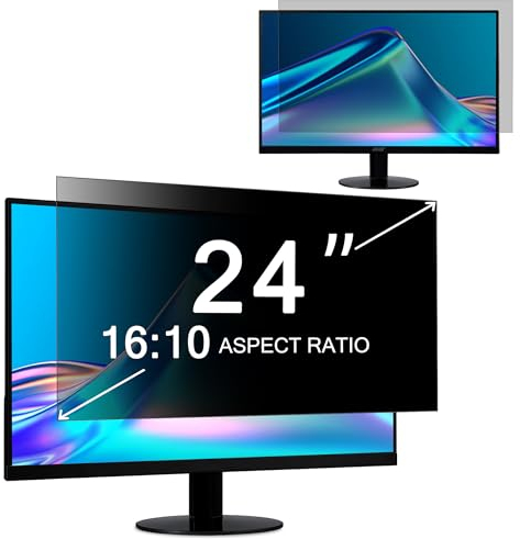 ZOEGAA Blickschutzfolie 24 Zoll Monitor 16:10, Anti Blaulicht Bildschirm Sichtschutzfolie und Abnehmbarer Sichtschutz Privacy Screen für Hp/Dell/Acer/Lenovo/Asus