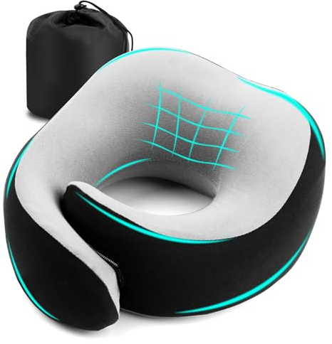 Gemice Nackenkissen Flugzeug, Reisekissen, mit Klettverschluss Reisekissen, Rückstellschaum, nackenhörnchen Erwachsene, Flugzeug Gadgets, mit Stoffschicht für einfache Demontage und Reinigung