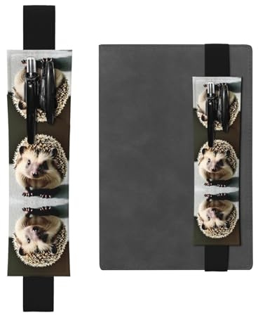 Simpatico riccio regolabile portapenne in pelle per quaderni, calendari, tablet, segnalibro e portapenne con fascia elastica