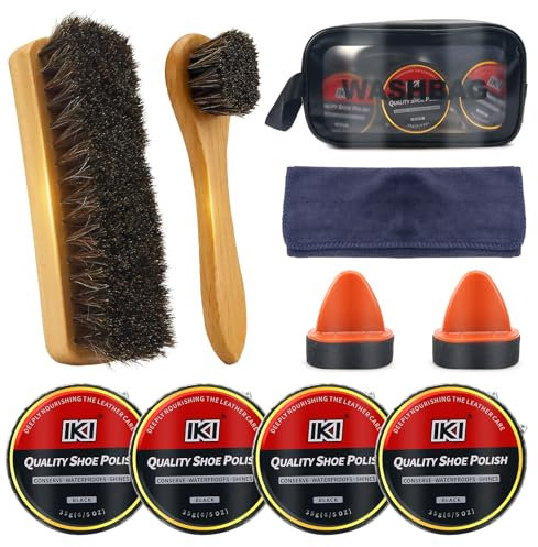 IKI 10 pezzi crema per scarpe e set di cura – Set di pulizia per scarpe con crema per scarpe in pelle, divano, seggiolino auto, Clean, 1.2pb