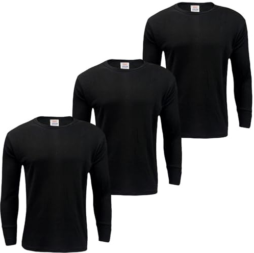 Gaffer 3 Pack Mens Thermal Top Set Long Sleeve T-Shirts Warm Baselayer Inner Underwear Vest Winter Ski Wear for Outdoor Work, Travel, and Cold Weather Black 3 Pack Long Sleeve Top XL