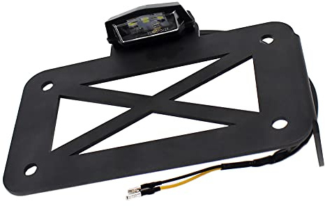 Riloer Motorcycle License Plate Rack Bracket,License Plate,Modified Accessories,Number Plate Holder Bracket Cnc Frame with LED Light, motorbike number plate,Compatible with Harley, Black
