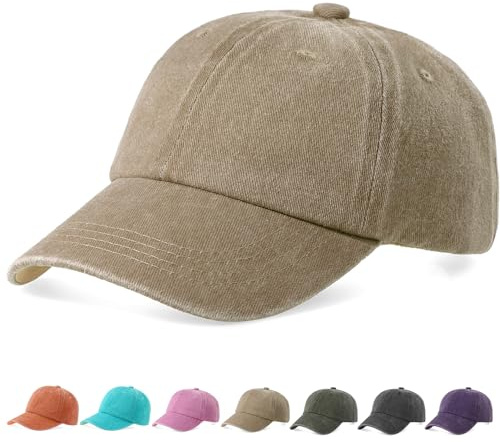 Initlove Kids Baseball Cap Adjustable Sun Hat for Girls Boys Outdoor Activities Khaki