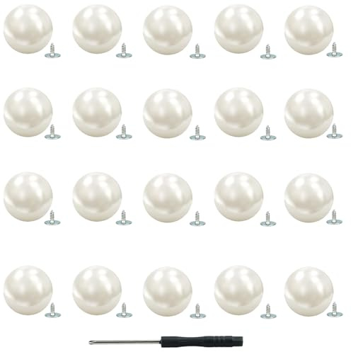 Pearl Buttons No Sew, 20 Sets Removable Screw Pins, Reusable Clothing Fasteners for Shirt, Blouse, Dress, Sweater,Seamless Connection, Without Skin barriers (12MM)
