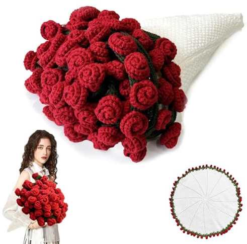 Manta de ramo de flores de ganchillo, hecha a mano, manta de punto de rosa, manta de verano, regalos de cumpleaños para el día de la madre, cumpleaños, boda, día de San Valentín (40 pulgadas, acabado)