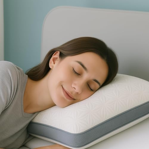 Oreiller matelassé en mousse à mémoire de forme Airflow de qualité supérieure - Soutien orthopédique avec côtés en maille rafraîchissante - Soutien moyen/ferme - Respirant et hypoallergénique