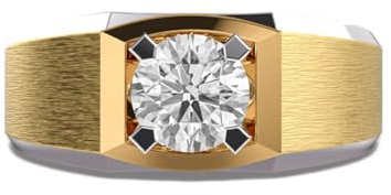 Bague solitaire King's Dominion en argent sterling 925 | Plaqué or | Avec moissanite, bague de luxe ronde faite main pour homme | LKJR_0227