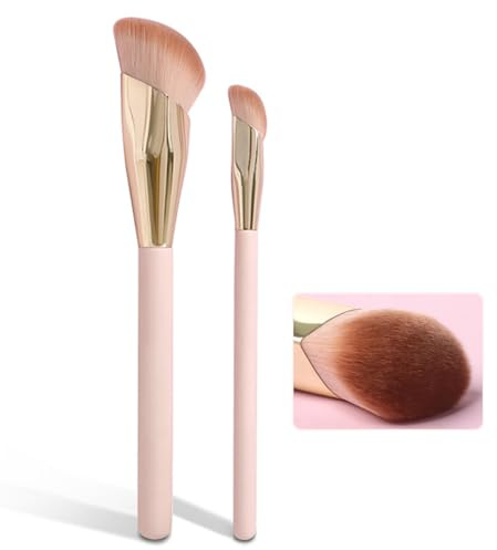 SEINGTOOM Angled Foundation Concealer Brush, Flawless Contour Bronzer Makeup Brush & Under Eye Makeup Small Foundation Precision Face Blending Brush for Liquid Or Cream Foundation, (Apricot color)