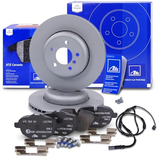 ATE Bremsenset Hinterachse inkl. Bremsscheiben hinten Ø330mm zweiteilig und CERAMIC Bremsbeläge hinten mit Warnkontakt Kompatibel mit BMW 5er (F10)