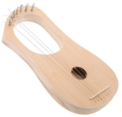 WOONEKY Kit Arpa Lira in Legno Grezzo Fai da Te con 7 Corde, Chiave di Accordatura e Perno per Corde, Strumento Musicale per Principianti, Progetto Artigianale Creativo per Casa, Scuola