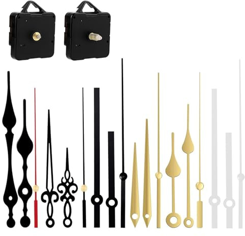 Xelmorant 2 Pcs Clock Mechanism Kit Battery Powered – Silent Quartz Clock Mechanism Movement with Long & Short Shaft + 6 Sets of Clock Hands,DIY Repair Replacement for Home Office Restaurant Hotelc