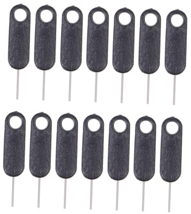 MOBUTOFU 15 Agujas Extractoras de Tarjetas Sim para Teléfono Móvil y Tabletas, Herramienta de Aleación de Negra Alta Resistencia para Expulsión de Bandejas Extraíbles