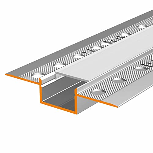 Alupona KIZAR20 LED Trockenbauprofil 2m | Eloxiertes Aluminiumprofil für LED Streifen bis 20mm | inkl. opaler Abdeckung | flächenbündiger Einbau in Gipskarton | Innen & geschützte Außenbereiche
