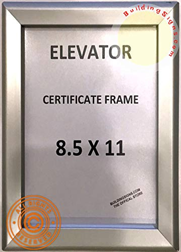 BUILDINGSIGNS.COM Elevator Certificate Frame 8.5X11 Inch (Silver, Heavy Duty - Aluminum,W)