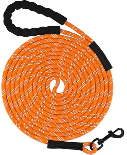 Taglory Träningskoppel för hundar 5 m, reflekterande långt hundkoppel med mjukt vadderat handtag för små medelstora hundar, orange