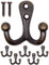Fuxxer Lot de 5 crochets doubles en laiton vieilli massif pour porte-manteaux