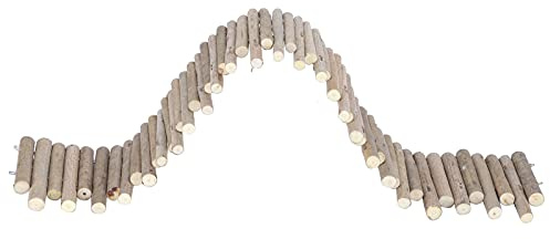 Pont en Bois Naturel Hamster Clôture en Bois Rat échelle Pont Jouet en Bois Hamster échelle en Bois à Mâcher Jouets pour Petit Animal, Hamster Nain(60CM)