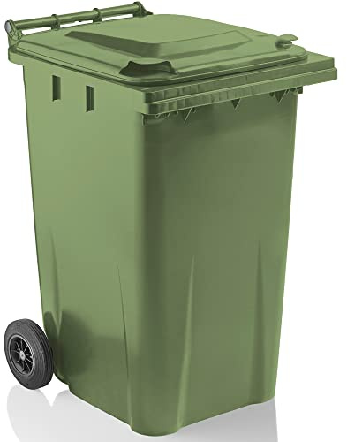 STORM TRADING GROUP Green Household Wheelie Bin Large 240 Litre Standard Size Bin Including Rubber Wheels & Lid