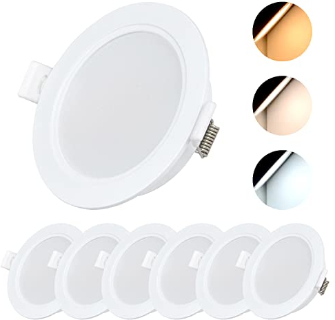 YJY LIGHT LED Einbaustrahler 230V Einbauspots 5W 500lm IP54 Bad Spot 70-90mm Lochmaß Deckenstrahler 3000/4000/6000K Einbauleuchten für Wohnzimmer Badezimmer Schlafzimmer (6 Stück)