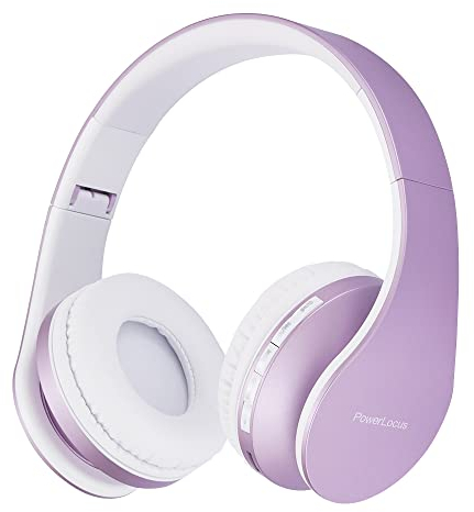PowerLocus Bluetooth Headphones Over Ear, Foldable Wireless Headphones, Hi-Fi Stereo Headphone with Deep Bass, Micro SD/TF, FM Radio & Wired mode, Built-in Microphones, Soft Earmuffs for Phone/PC