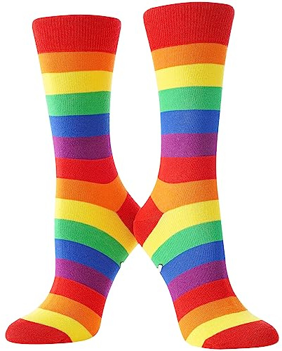 BISOUSOX Calcetines Coloridos para Hombres Mujeres Algodón Rainbow Calcetines Divertidos