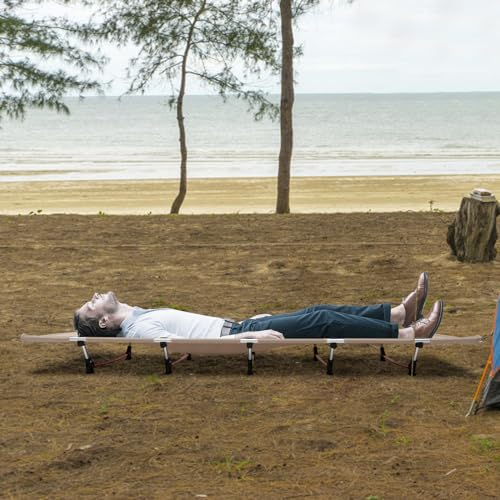 Xigner Cama de campo caqui portátil, 190 x 70 x 17 cm, plegable, extra ancha, plegable, cama de campamento, para jardín, actividades al aire libre, senderismo, pesca, camping, glamping, 190 x 70 x 17