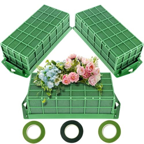 Povxlum Lot de 3 cages en mousse pour fleurs, support de fleurs avec mousse florale