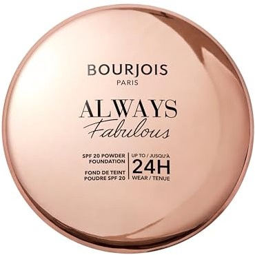 Bourjois Always Fabulous, 310 Beige, poudre de teint, formule légère, tenue longue durée jusqu’à 24 h, SPF 20, acide hyaluronique, fini mat naturel, 7 g