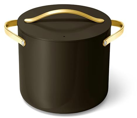 Caraway Stock Pot - 12 Qt Ceramic Coated Pot With Lid - Fee From Forever Chemicals - Large Pot for Bigger Batches - Black