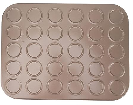 Teglia superiore per muffin, teglia per macaron, teglia per muffin in acciaio al carbonio, stampo per cottura, costruzione in acciaio al carbonio per una cottura uniforme, teglia (30 buche)