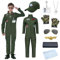 COYBTO Pilot Kostüm Kinder, Flieger Kostüm mit Hut Camouflage Handschuhen Pilotenbrille, Kampfjet Pilot Kostüm Faschingskostüme, Pilot Jumpsuit Piloten Kostüm für Cosplay Karneval Rollenspiel (150)
