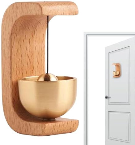 Mixnexorad Timbre de Puerta magnético, Timbre de Madera,Timbre de Puerta Decorativo de Madera Ruidoso - Timbre de Puerta rústico para Adorno Interior, Timbre de Puerta de latón Ligero para