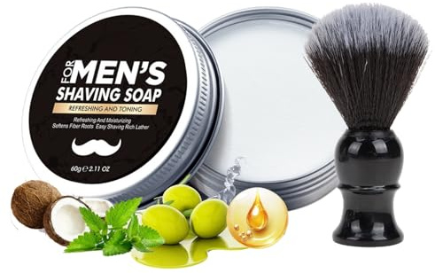 Shaving Soap for Men - Shaving Foam - Mens Soap with Shaving Brush - Dense Foam Shaving Kit for Men - Travel Mens Soap Shaving Cream - Rich Lather for the Smoothest Shave