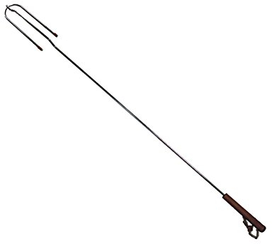 Spiedo da barbecue per falò, 100 cm, in acciaio cromato, con manico in legno