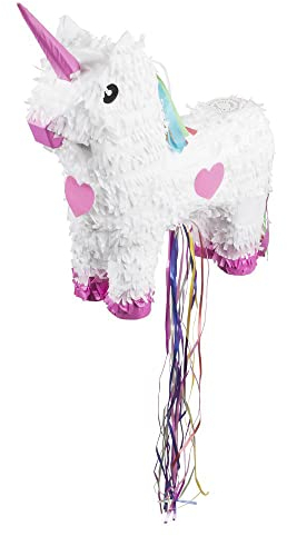 Boland 30932 - Pinata Unicornio, tamaño 47 x 39 cm, Blanco-Rosa, cartón, Pinata de Impacto, cumpleaños, Fiesta temática, celebración, cumpleaños Infantil, decoración, Dulces, Regalos