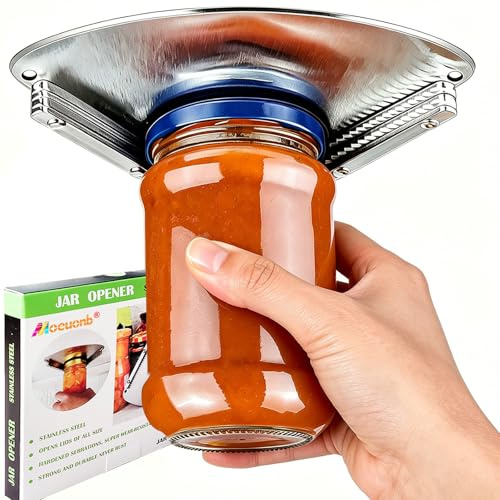 latest Under Cabinet Jar Opener for Seniors, Stainless Steel Jar Opener for Weak Hands, Jar Lid & Bottle Cap Opener Tool, Under Counter Can Opener, One Handed Jar opener