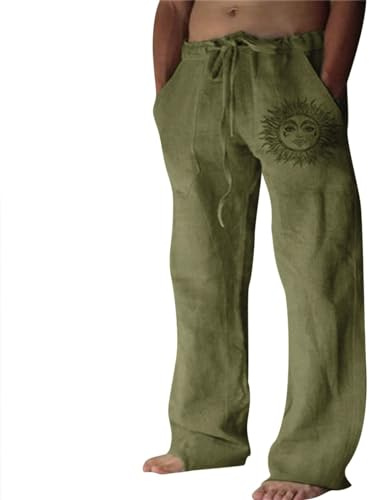 Pantaloni Lino Uomo Estivi Larghi, Pantaloni Uomo Leggeri, Pantaloni Lino Cotone, Pantaloni Jogging Uomo, Pantaloni Casual Spiaggia, Abbigliamento da Casa
