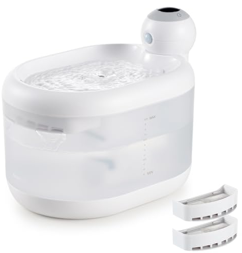 Wireless Cat Water Fountain for Drinking - Happy & Polly 2.2L/77oz Pet Fountain Water Bowl with 4400mAh Rechargeable Battery Operated Cordless Cat Water Fountain with Sensor, Contain 2 Filters