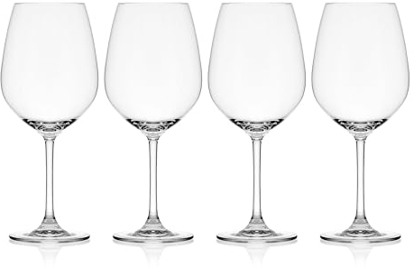 Mikasa Lana Bordeaux Red Wine Glasses, Set of 4, 22 Ounce, Clear