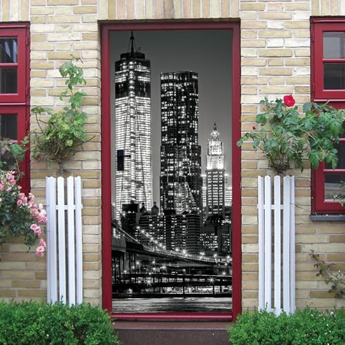 Adesivi per Porte Interne New York Adesivo Porta 3D New York Autoadesiva Carta Parati 90x200 cm Decorazione da Parete Poster Murale per Soggiorno Camera da letto a3181