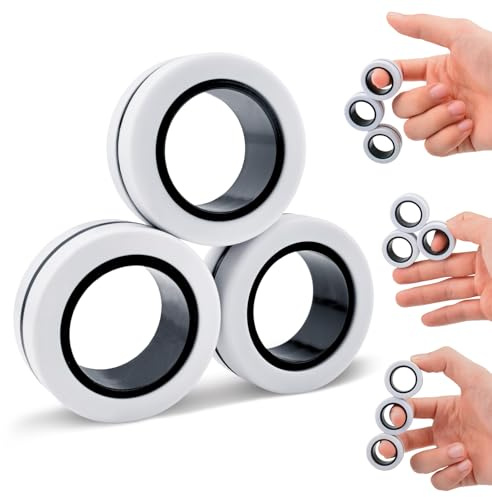 ASIOWELY Magnetic Rings Fidget Toys Adults Teens Boys,3 PCS Fidget Rings Spinners Toys for ADHD Anxiety Stree Relief,Birthdays Gifts for 3-6-8-12 + Year Old Kids Fingertips Gyroscope Men Woman Present