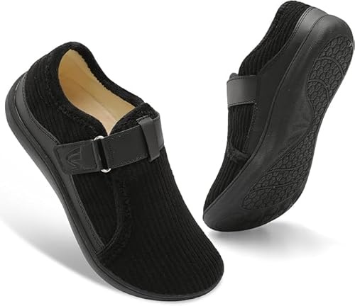 JIASUQI Wide Womens Slippers Adjustable House Shoes Indoor Outdoor Swollen Edema Diabetic Shoes Barefoot Slippers Cozy Walking Shoe
