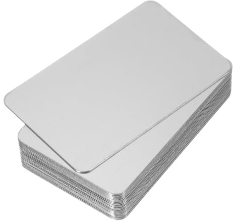 PATIKIL 0,5 mm visitkort i rostfritt stål, 12-pack matt tomt namnkort lasergravering för gör-det-själv-presentkort, silver