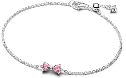 Pandora Bracelet pour Femme avec nœud Rose et Argent 594234C01, 16 cm, Argent Sterling, Oxyde de Zirconium
