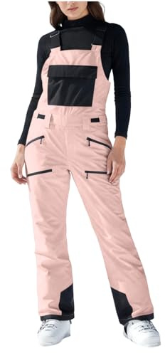 Pantalon de Ski Femme Hiver avec Bretelles Ajustable Salopette Neige Pantalon Coupe-Vent Imperméable Chaude Snowboard Softshell pour Sports de Neige en Plein Air