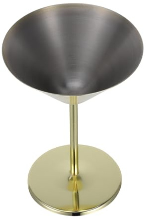 POPETPOP Calice da Cocktail in Metallo Placcato Oro Design Triangolare, Bicchiere da Martini in Acciaio Inox per Feste e Serate a Tema