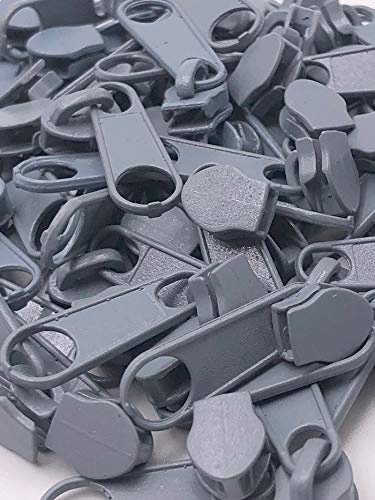 Slantastoffe 20 Zipper Sliders for 3 mm Zip Endless Light grey