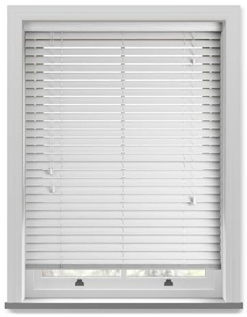 Made to Measure Fine Wood Venetian Blind with Strings - Ultra White