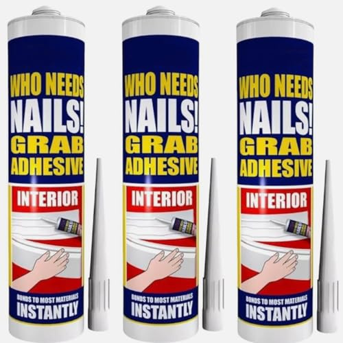 PaulStore 3Pc Strong Grab Adhesive No More Nails Interior Glue Tube Ready Mixed Instant